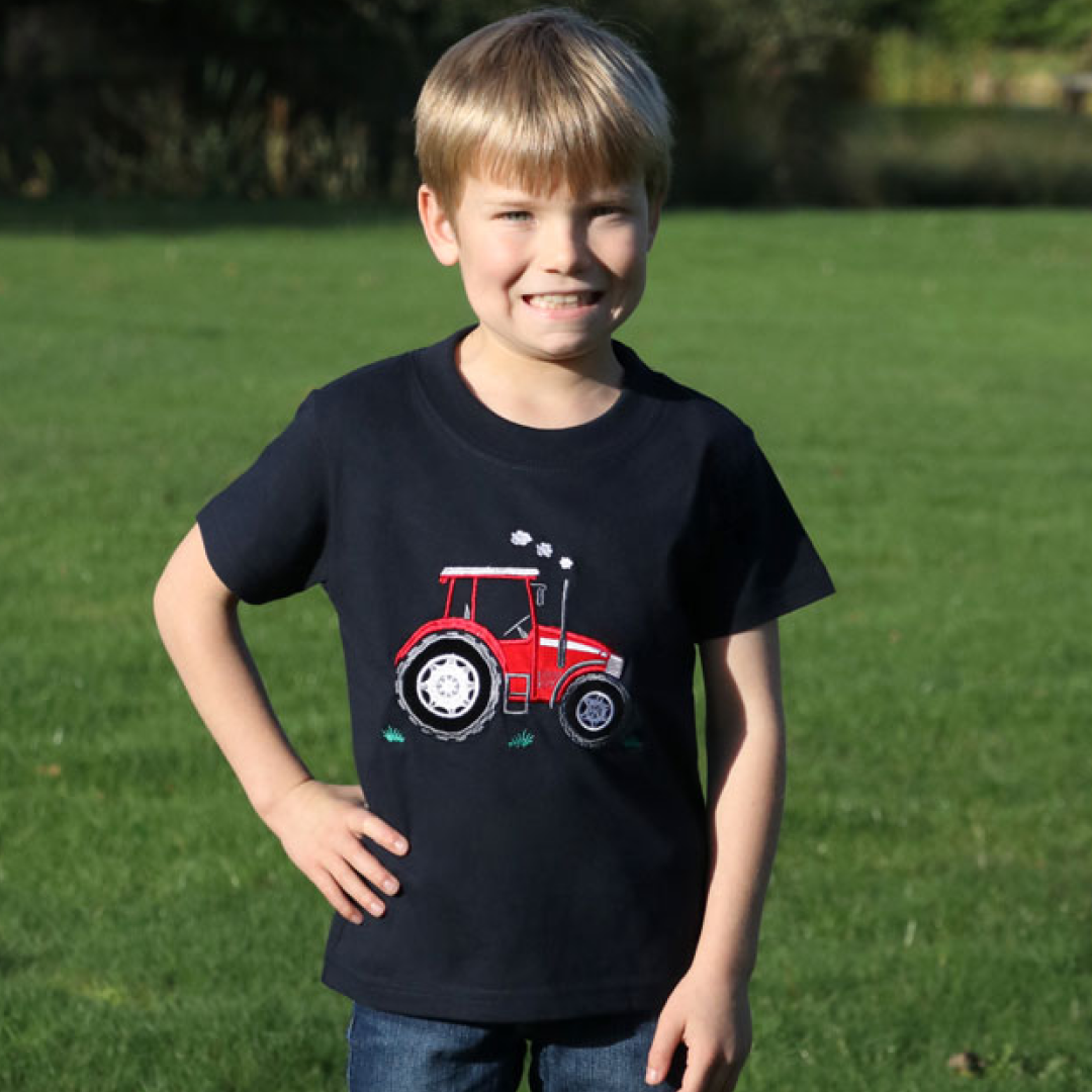 British Country Collection Big Red Tractor Childrens T-Shirt