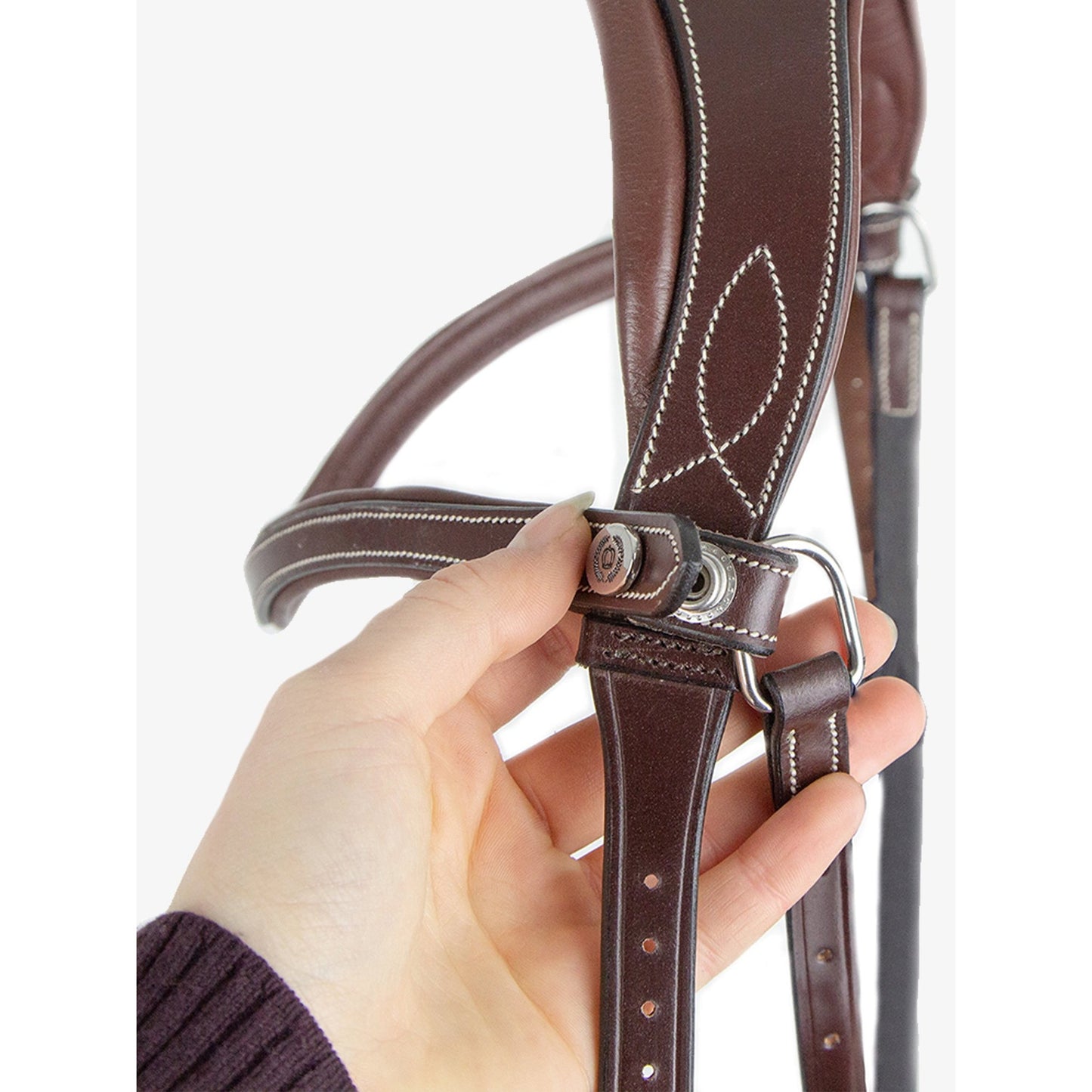 PS de Suecia Brown Flat Throatlatch con puntadas oscuras