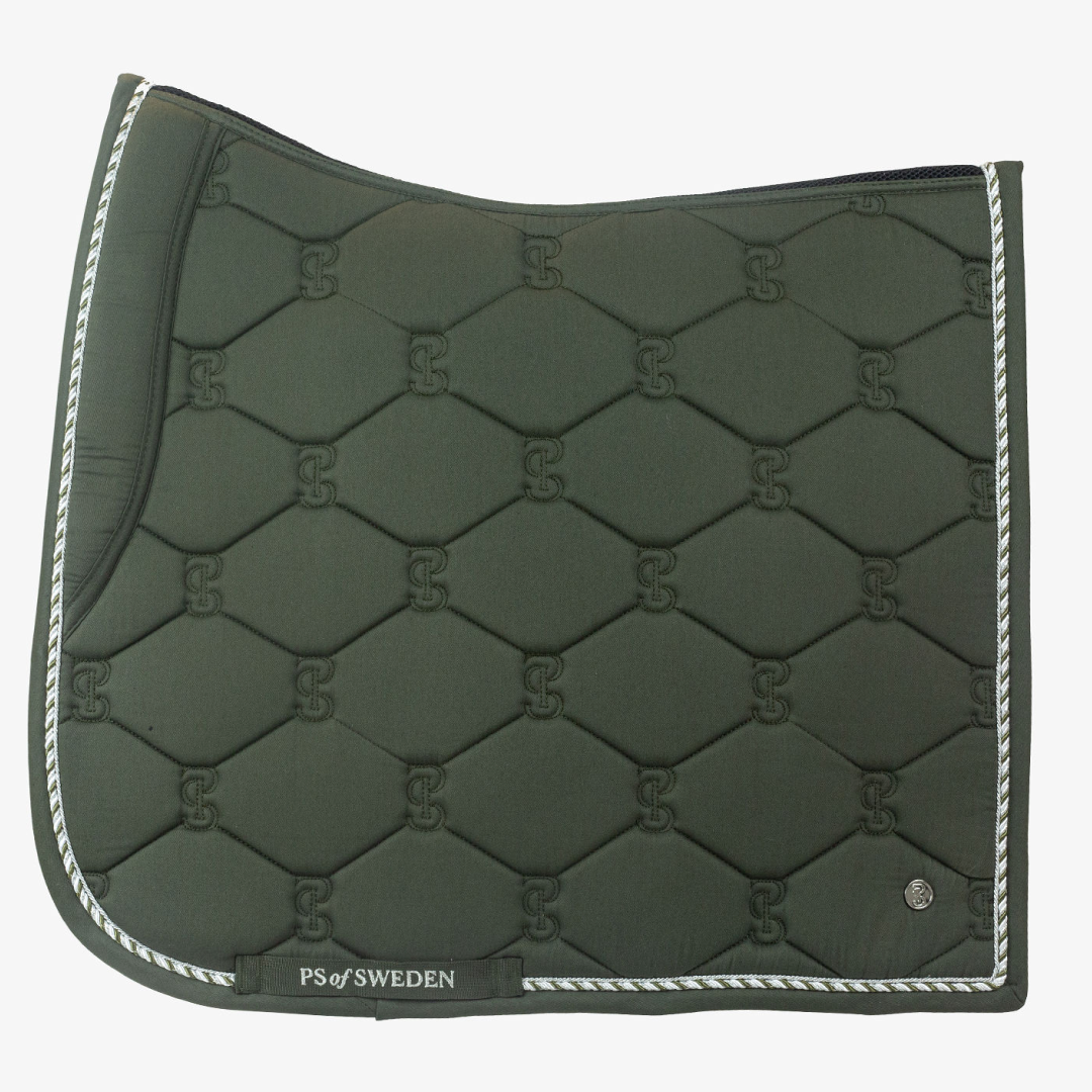 PS of Sweden Hunter Green Cotton Signature Dressage Saddle Pad #colour_hunter-green