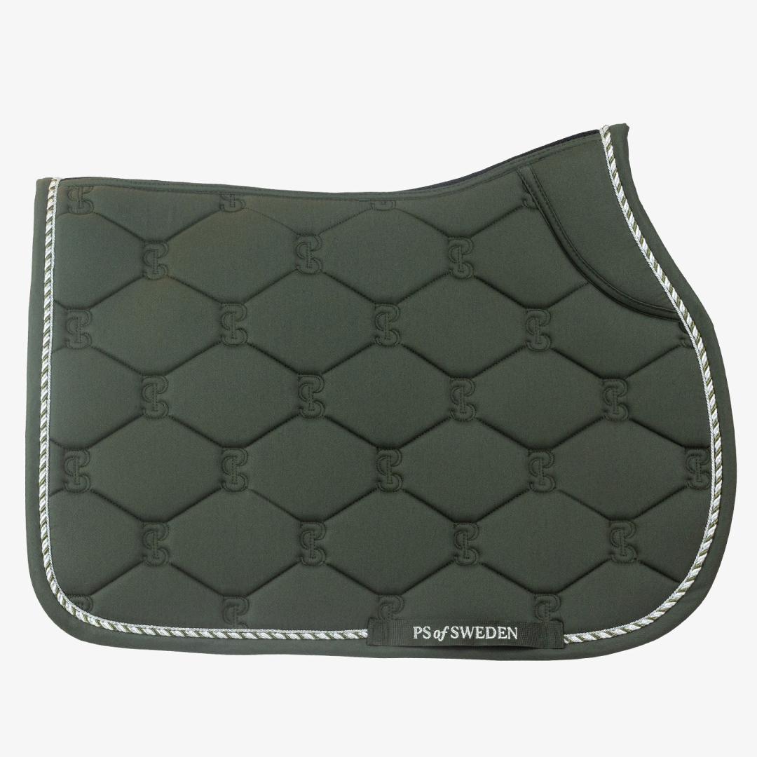 PS of Sweden Hunter Green Cotton Signature Jump Saddle Pad #colour_hunter-green