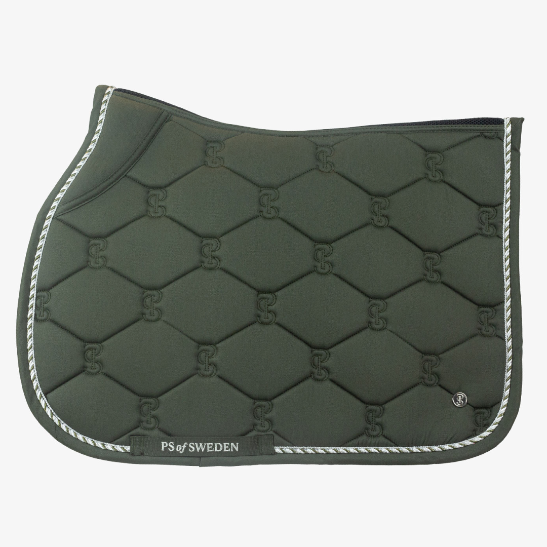 PS of Sweden Hunter Green Cotton Signature Jump Saddle Pad #colour_hunter-green