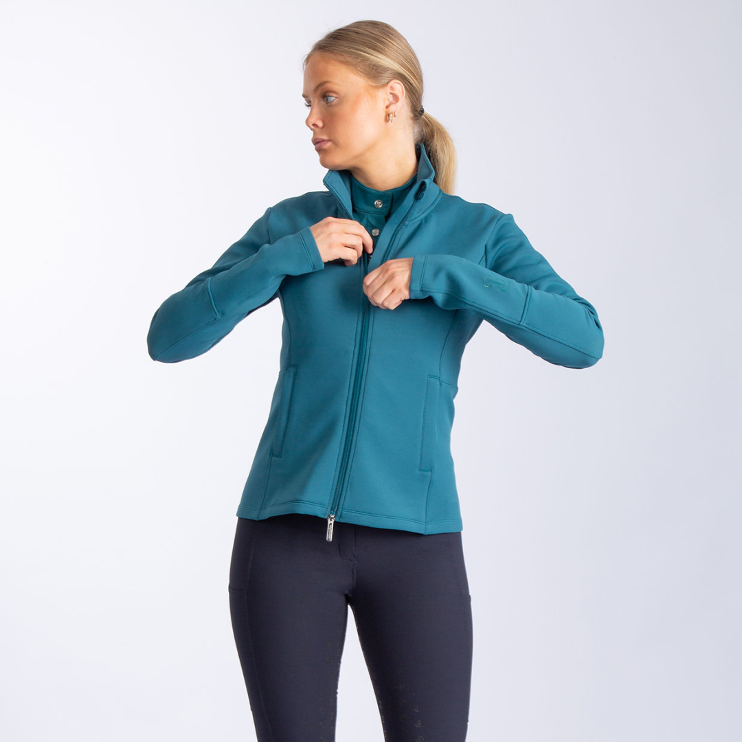 PS of Sweden Petrol Blue Fleur Zip Mid Layer #colour_petrol-blue