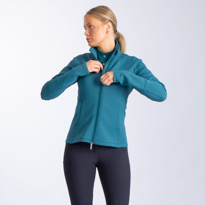 PS of Sweden Petrol Blue Fleur Zip Mid Layer #colour_petrol-blue