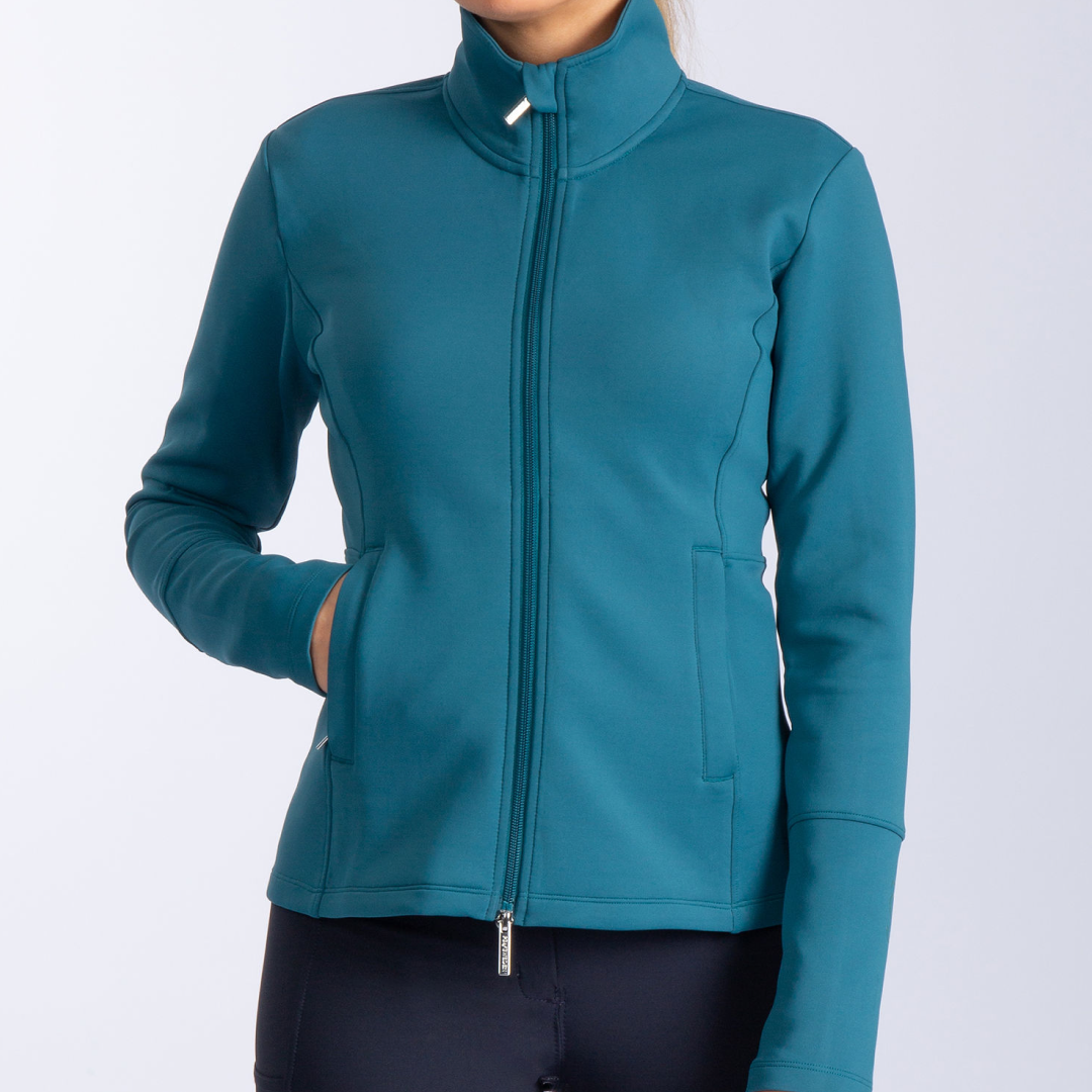 PS of Sweden Petrol Blue Fleur Zip Mid Layer #colour_petrol-blue