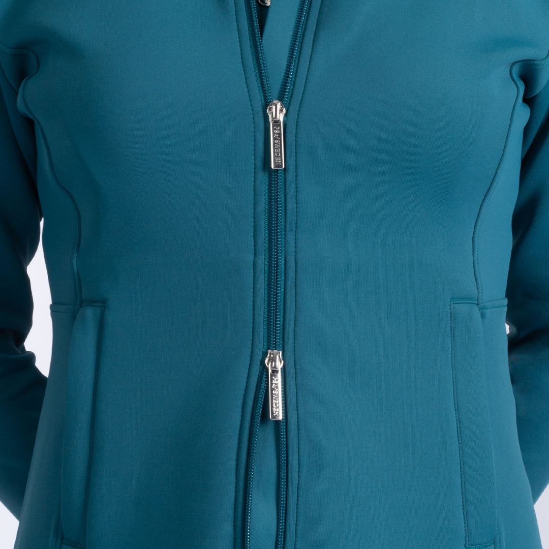 PS of Sweden Petrol Blue Fleur Zip Mid Layer #colour_petrol-blue
