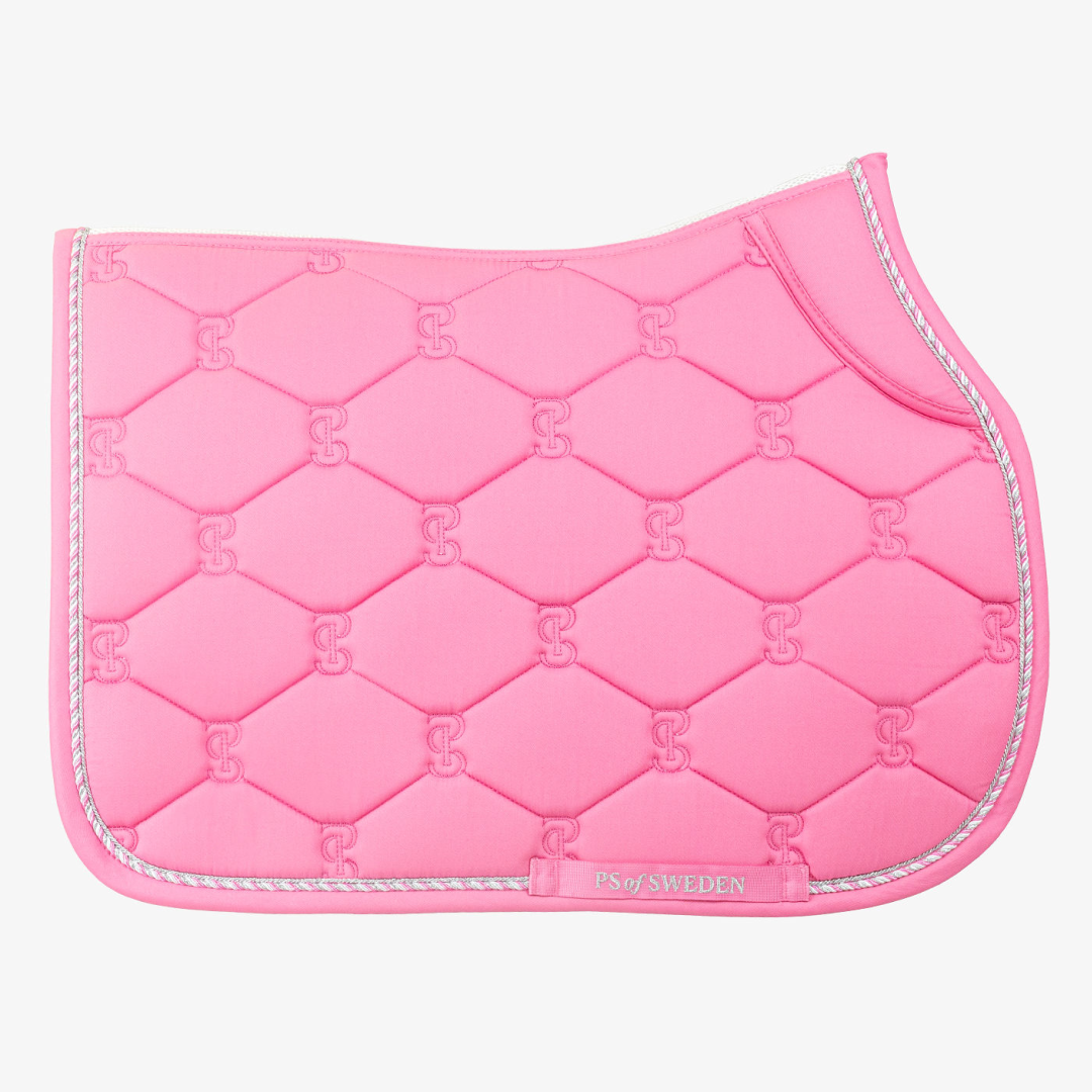 PS of Sweden Pink Cotton Signature Jump Saddle Pad #colour_pink