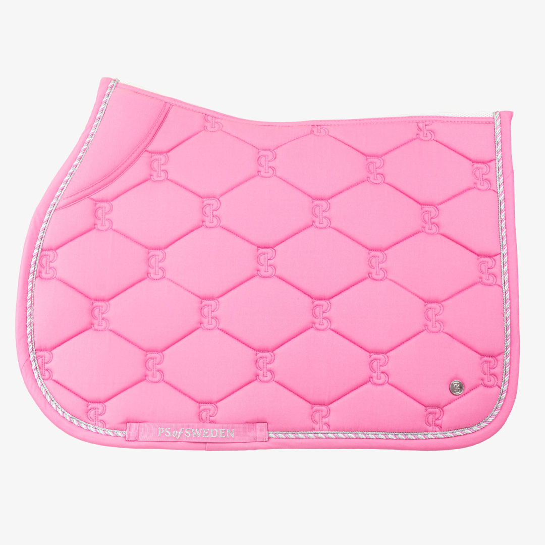 PS of Sweden Pink Cotton Signature Jump Saddle Pad #colour_pink