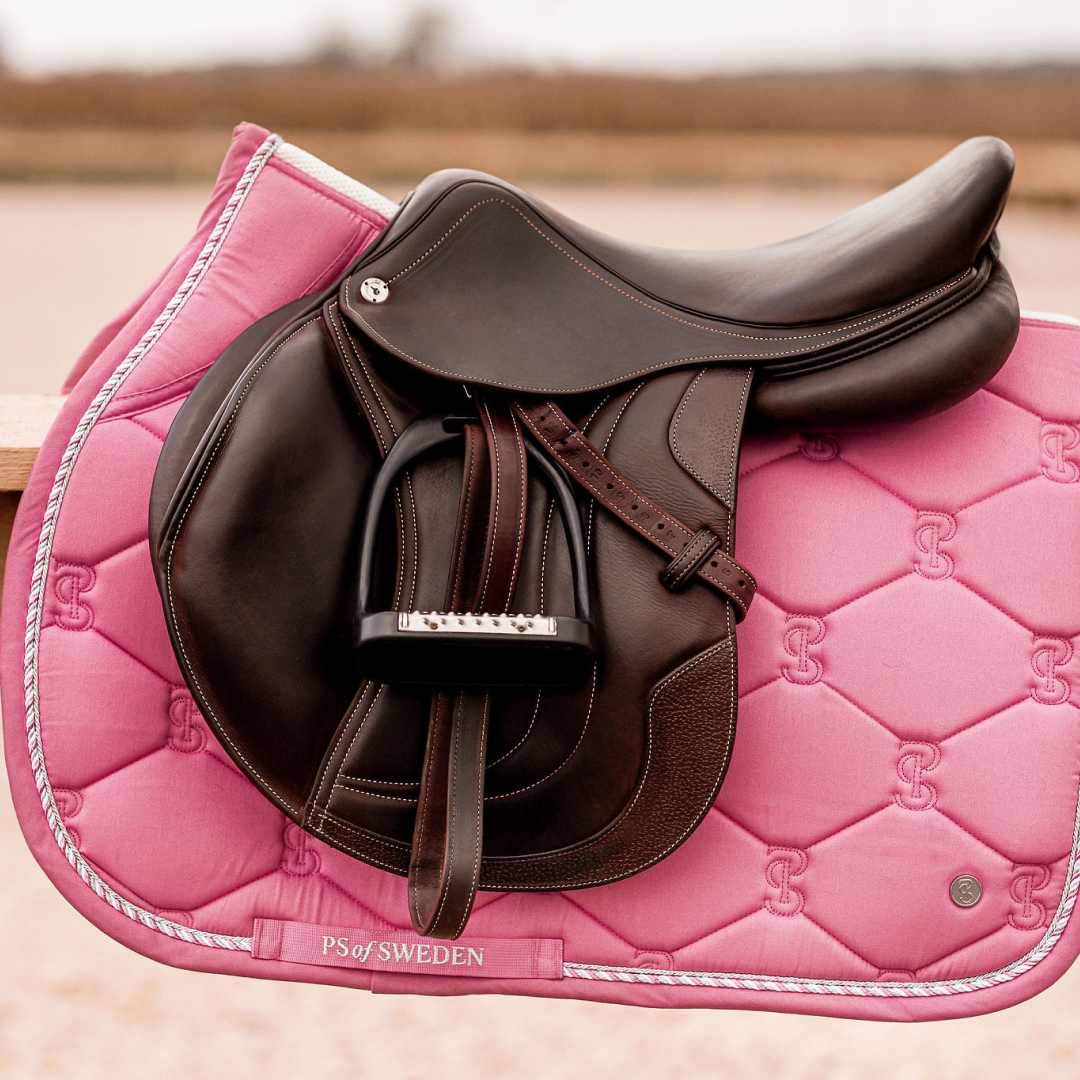 PS of Sweden Pink Cotton Signature Jump Saddle Pad #colour_pink