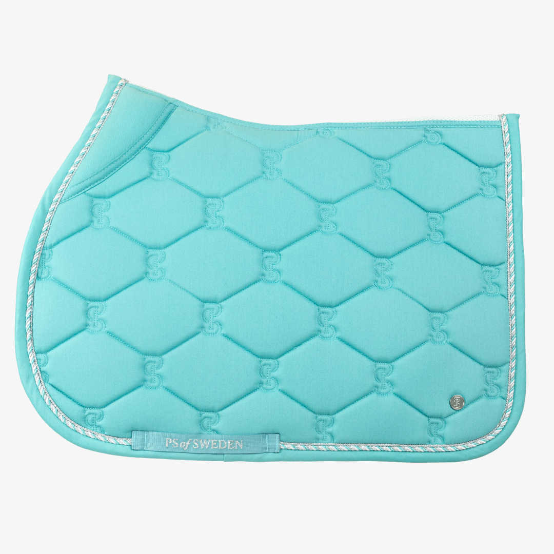 PS of Sweden Turquoise Cotton Signature Jump Saddle Pad #colour_turquoise