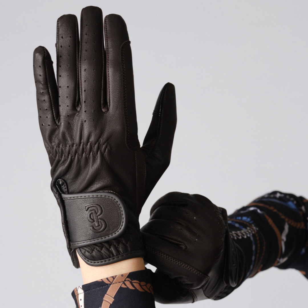 PS of Sweden Coffee Leather Riding Gloves  #colour_coffee