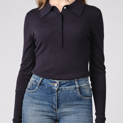 PS of Sweden Navy Hailey Fine Knit Sweater #colour_navy